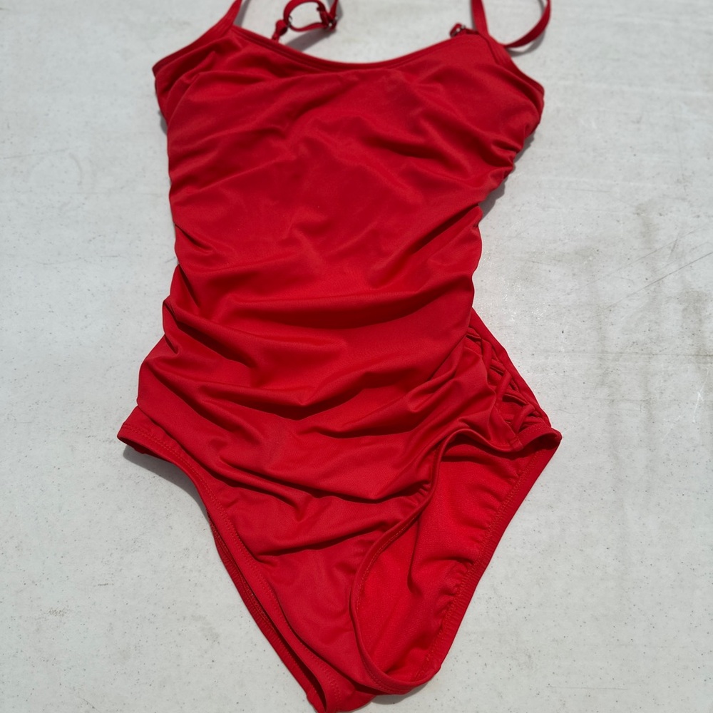 Time and Tru Vibrant Red Swimsuit